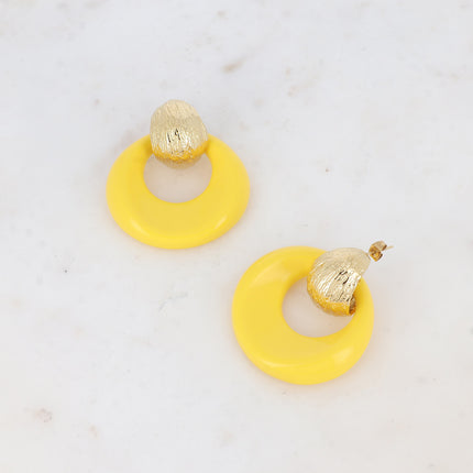 Boucles puces Aélie - créole bombée texturée et acétate coloré