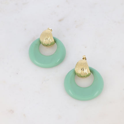 Boucles puces Aélie - créole bombée texturée et acétate coloré