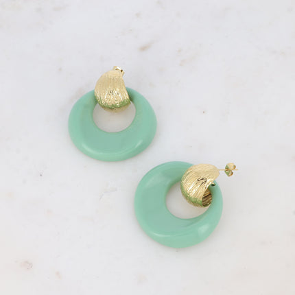 Boucles puces Aélie - créole bombée texturée et acétate coloré