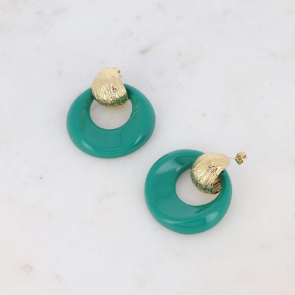 Boucles puces Aélie - créole bombée texturée et acétate coloré