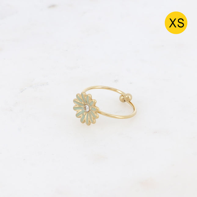Bague Aloysia XS - marguerite émaillée et oxyde de zirconium