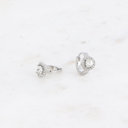 Créoles - cristal rond et oxydes de zirconium