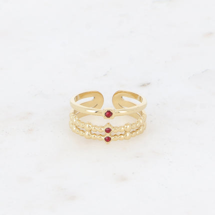 Bague - 3 rangs texturés et oxydes de zirconium