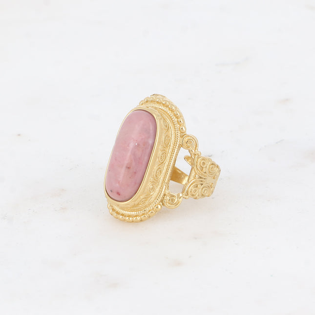 Ring - signet ring, natural stone and Asian motifs