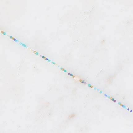 Bracelet 2 tours/Choker - rocailles, perles d'eau douce