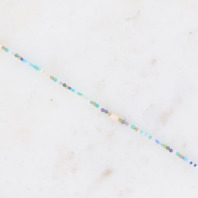 Bracelet 2 tours/Choker - rocailles, perles d'eau douce