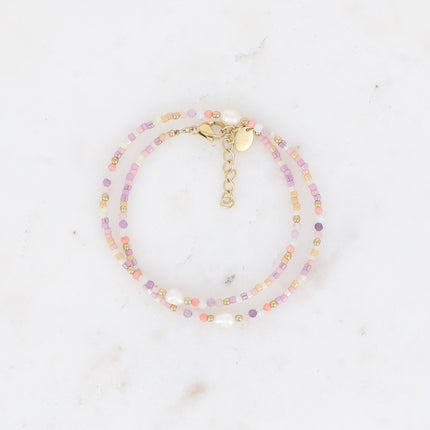 Bracelet 2 tours/Choker - rocailles, perles d'eau douce