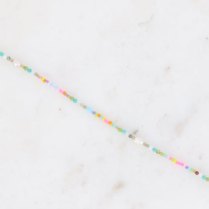 Bracelet 2 tours/Choker - rocailles, perles d'eau douce