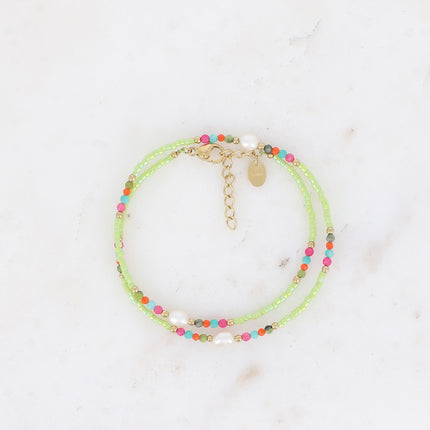 Bracelet 2 tours/Choker - rocailles, perles d'eau douce