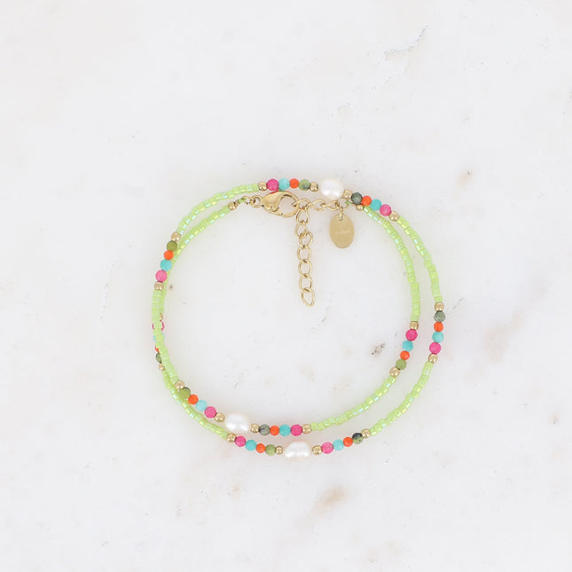 Double-wrap bracelet/choker - seed beads, freshwater pearls