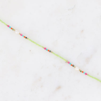 Bracelet 2 tours/Choker - rocailles, perles d'eau douce