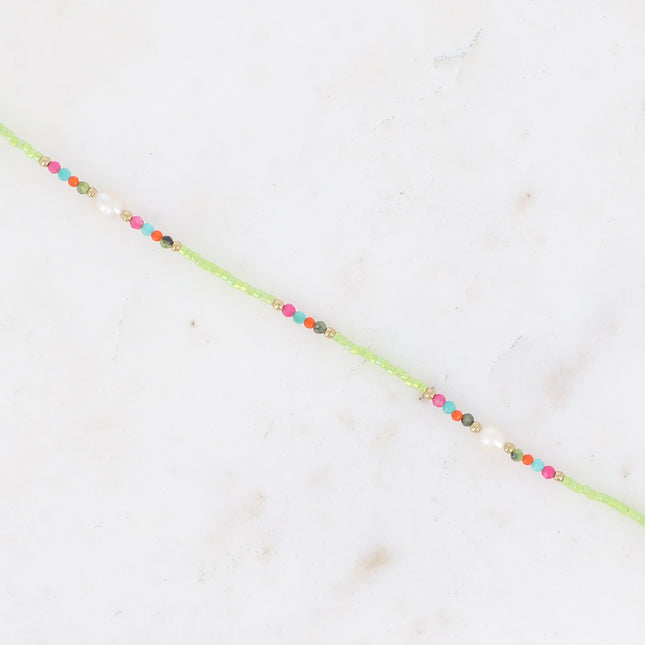 Double-wrap bracelet/choker - seed beads, freshwater pearls