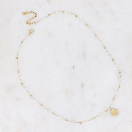 Collier Kamari perles - trèfle et perles d'acétates nacrées