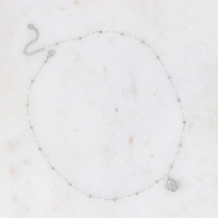 Collier Kamari perles - trèfle et perles d'acétates nacrées