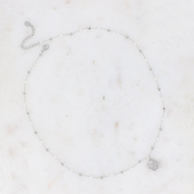 Collier Kamari perles - trèfle et perles d'acétates nacrées