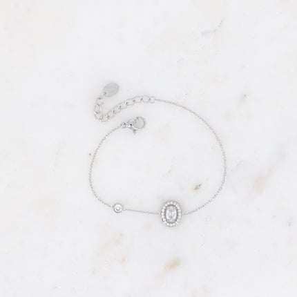 Bracelet - cristal ovale et oxydes de zirconium