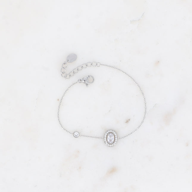 Bracelet - oval crystal and zirconium oxides