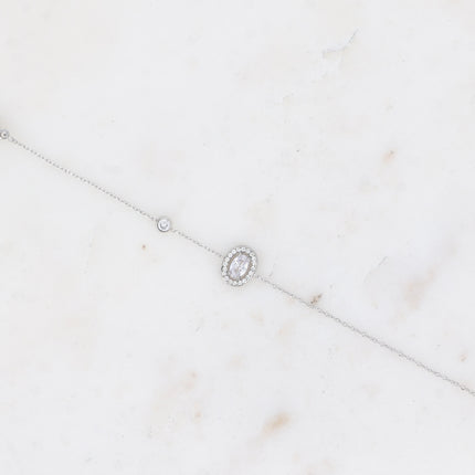 Bracelet - cristal ovale et oxydes de zirconium