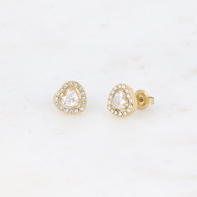 Boucles puces - coeur cristal et oxydes de zirconium