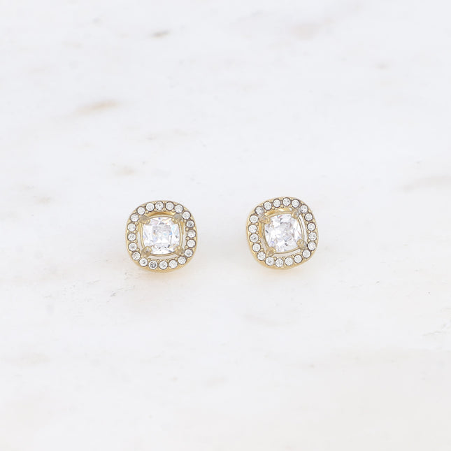 Boucles puces - cristal carré et oxydes de zirconium