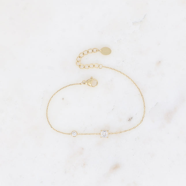 Bracelet - cristal carré et oxyde de zirconium