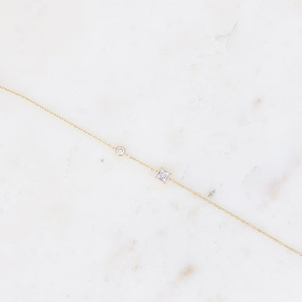 Bracelet - cristal carré et oxyde de zirconium