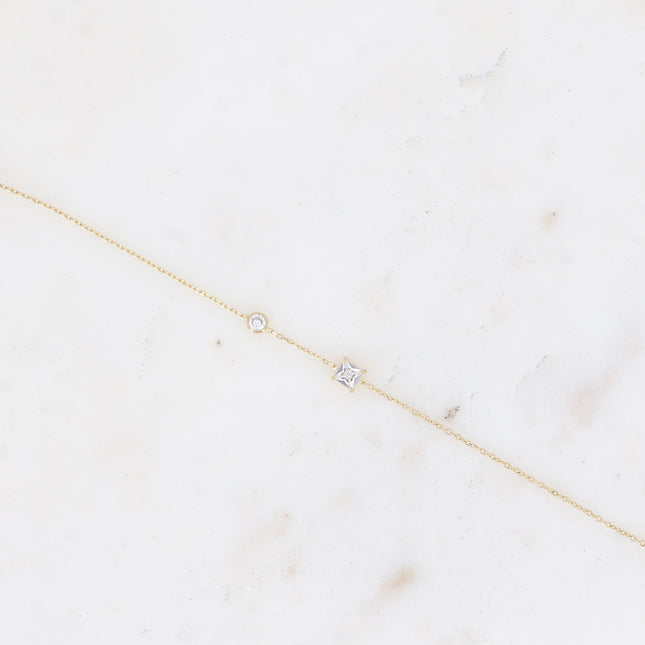 Bracelet - cristal carré et oxyde de zirconium
