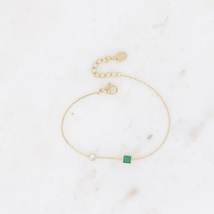 Bracelet - cristal carré et oxyde de zirconium