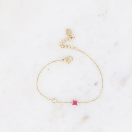 Bracelet - cristal carré et oxyde de zirconium
