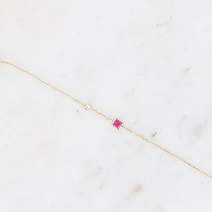 Bracelet - cristal carré et oxyde de zirconium