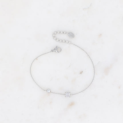 Bracelet - cristal carré et oxyde de zirconium