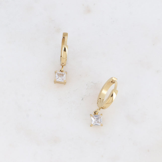 Créoles - cristal carré et oxyde de zirconium