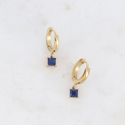 Hoop earrings - square crystal and zirconium oxide
