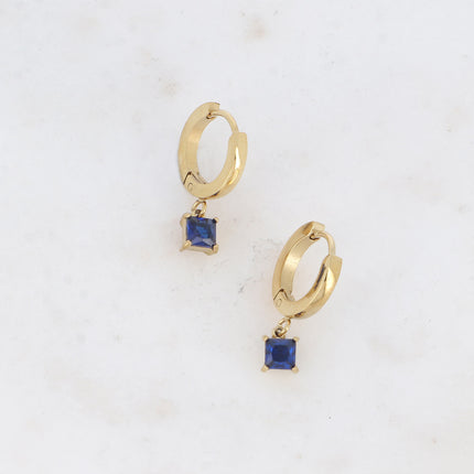Hoop earrings - square crystal and zirconium oxide