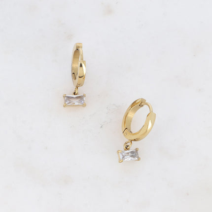 Creole earrings - rectangular crystal