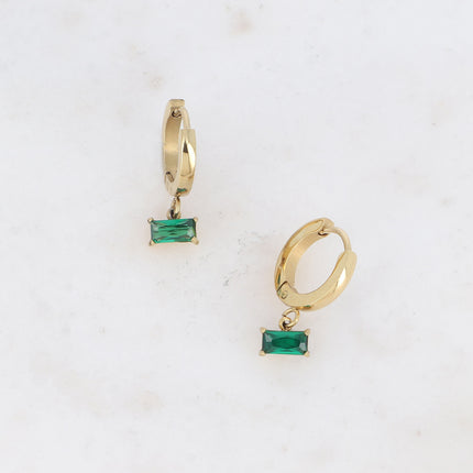 Creole earrings - rectangular crystal