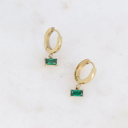Creole earrings - rectangular crystal