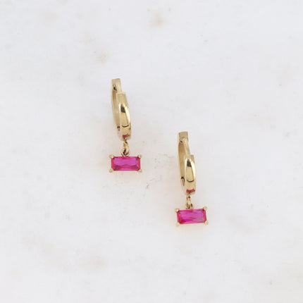 Creole earrings - rectangular crystal