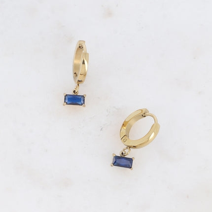 Creole earrings - rectangular crystal
