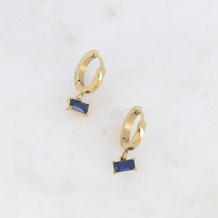 Creole earrings - rectangular crystal