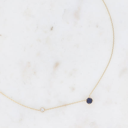 Collier - cristal rond et oxyde de zirconium