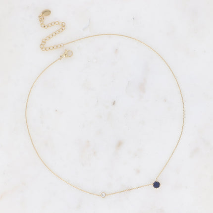 Collier - cristal rond et oxyde de zirconium