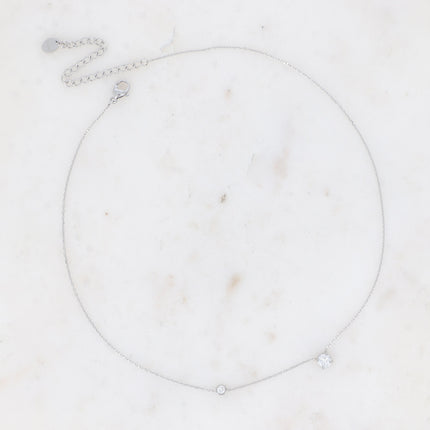 Collier - cristal rond et oxyde de zirconium