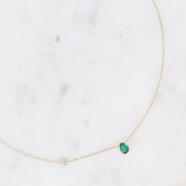 Collier - cristal goutte et oxyde de zirconium