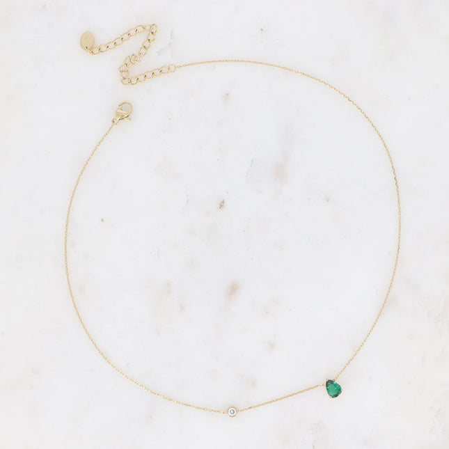 Collier - cristal goutte et oxyde de zirconium