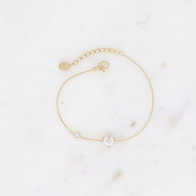 Bracelet - heart crystal and cubic zirconia