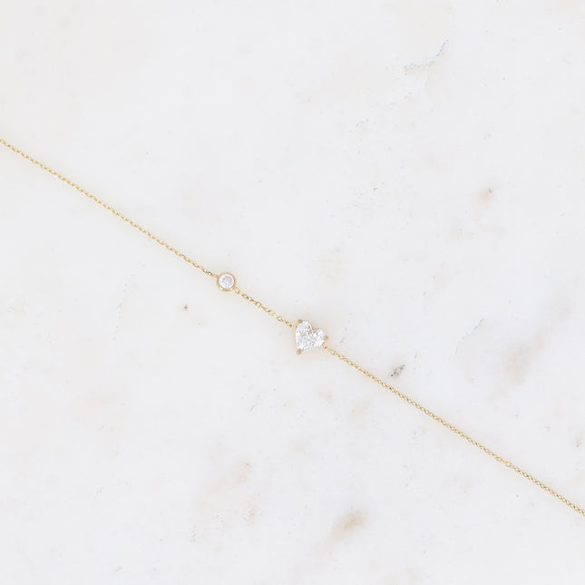 Bracelet - heart crystal and cubic zirconia