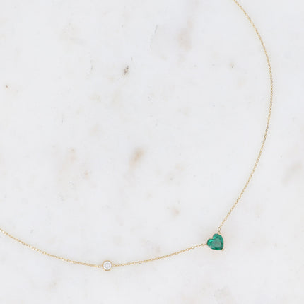 Collier - cristal coeur et oxyde de zirconium