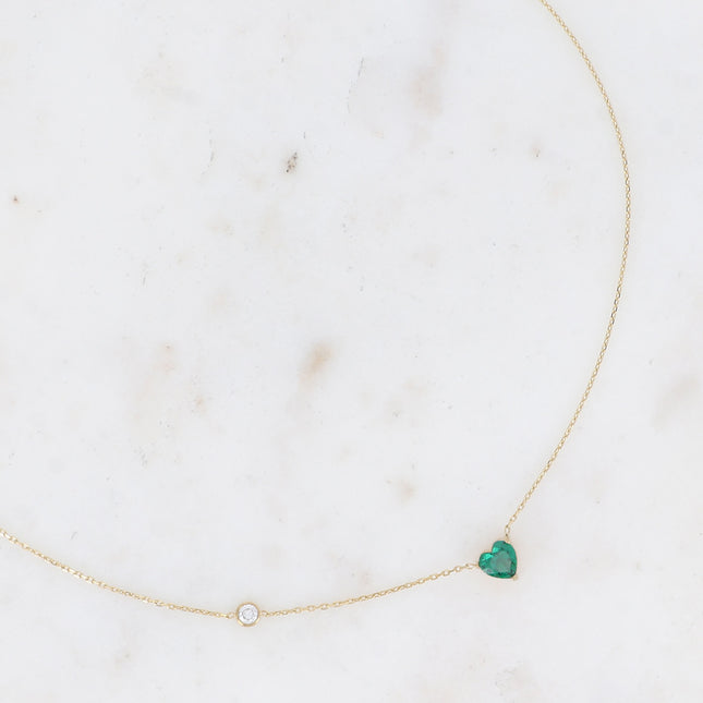 Necklace - heart-shaped crystal and cubic zirconia