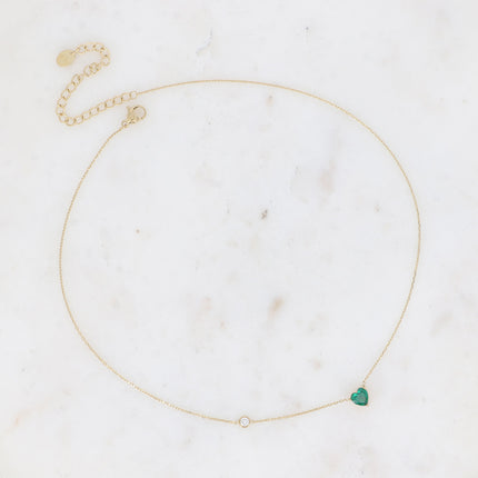 Collier - cristal coeur et oxyde de zirconium